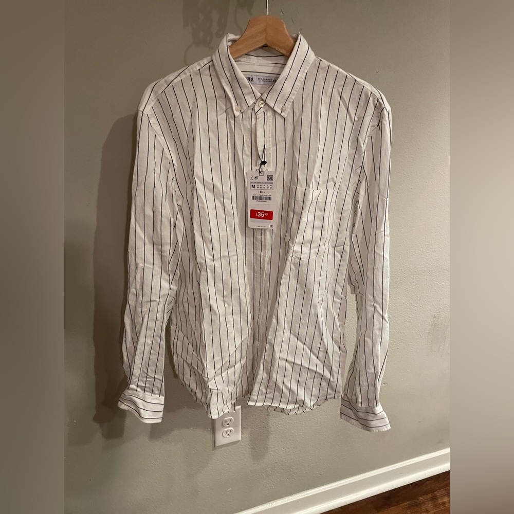 Zara white stripes button down
